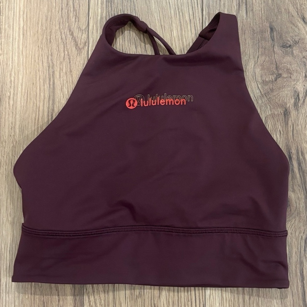 Lululemon High Neck Long Line Energy Bra In Lunar New Year Cassis Size 6